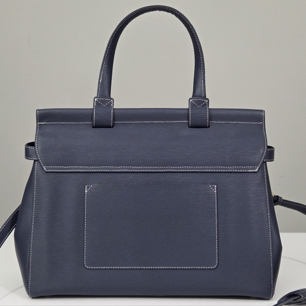 JEMMA EMMA 37 WORK BAG LAPTOP SATCHEL BUSINESS TOTE IN BLUE TEXTURED LEATHER - Picture 7 of 10